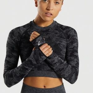 Gymshark Camo Seamless Long Sleeve Crop Top- Small